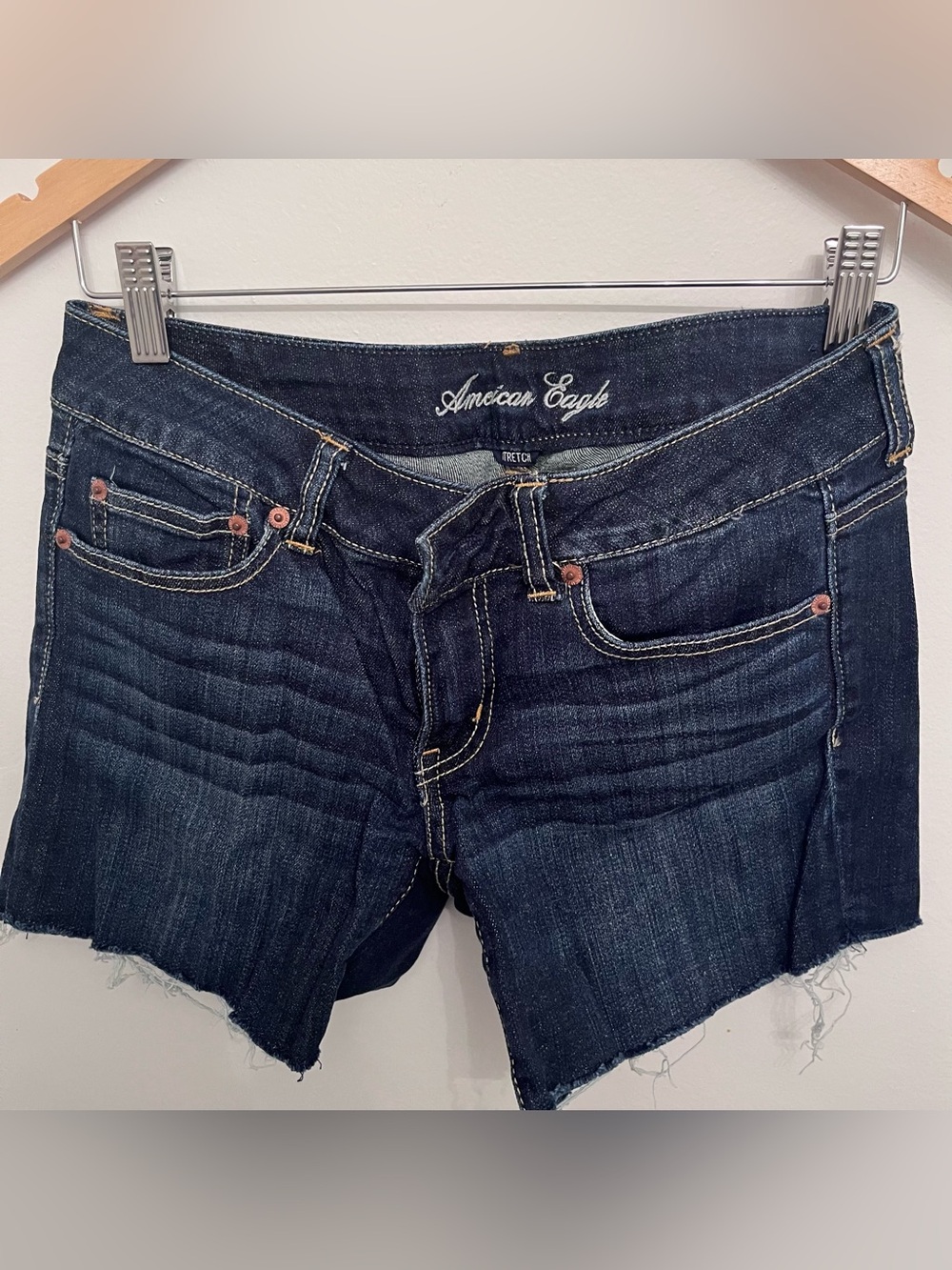 American Eagle Outfitters Women's Dark Indigo Denim Cutoff Shorts